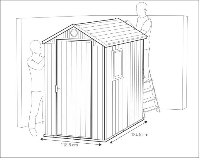 Сарай "Дарвин 4х6" (размеры 118 х 184 см), серый