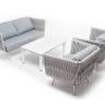 "Монако" лаунж-зона 4-местная из роупа со столом "Верона" (серый гранит), каркас светло-серый, роуп светло-серый