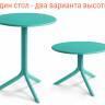 Стол пластиковый обеденный Spritz + Spritz Mini ментоловый Ø605х400-765 мм