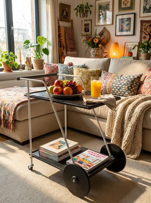 Стол сервировочный Новум белый/серый графит/серый бетон