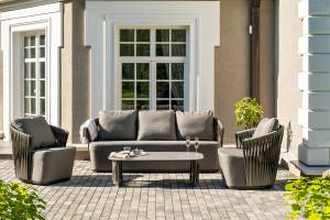 "Флоренция" лаунж-зона из искусственного ротанга, цвет графит (К)