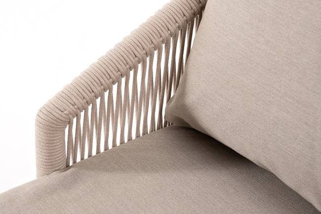 "Верона" диван 3-местный плетеный из роупа, каркас алюминий белый муар, роуп бежевый круглый, ткань бежевая 052 "Верона" диван 3-местный плетеный из роупа, каркас алюминий белый муар, роуп бежевый круглый, ткань бежевая 052