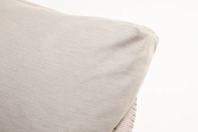 "Верона" диван 3-местный плетеный из роупа, каркас алюминий белый муар, роуп бежевый круглый, ткань бежевая 052 "Верона" диван 3-местный плетеный из роупа, каркас алюминий белый муар, роуп бежевый круглый, ткань бежевая 052