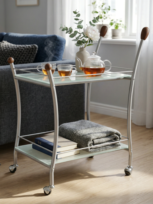 Стол сервировочный Поло металлик/ матовое