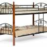 Кровать BOLERO двухярусная дерево гевея/металл, 90*200 см (bunk bed), красный дуб/черный красный дуб/черный дерево гевея/металл