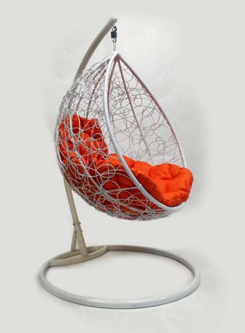 Подвесне кресло "Капля ротанг" белое