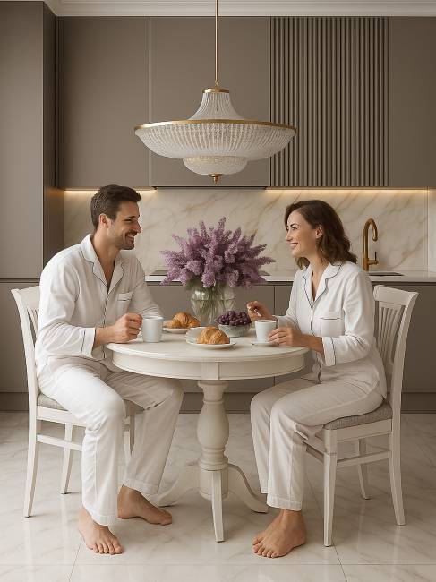 Стол обеденный Моро 04 раздвижной белый/серебро 100/140*100