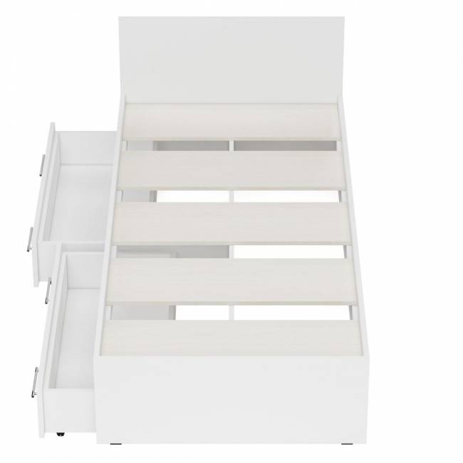 Кровать белая с ящиками Стандарт 0900 цвет белый