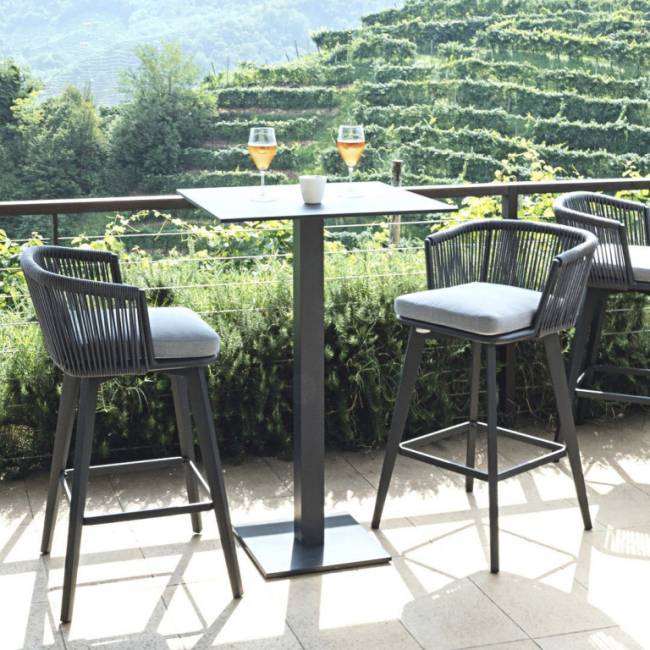 Кресло барное плетеное с подушкой Diva антрацит, темно-серый, серый 570х575х985 мм Кресло барное плетеное с подушкой Diva антрацит, темно-серый, серый 570х575х985 мм