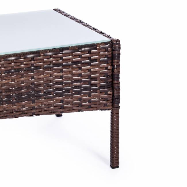 Лаундж сет (диван+2кресла+столик+подушки) (mod. 210013 А) пластиковый ротанг, 107х60х83см/60х60х83см/79,5х45,5х34см, темно-коричневый, ткань DB-18 серый