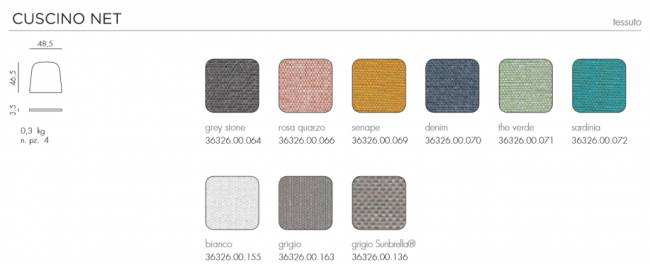 Подушка для кресла Net серый Sunbrella 460х485х35 мм Подушка для кресла Net серый Sunbrella 460х485х35 мм