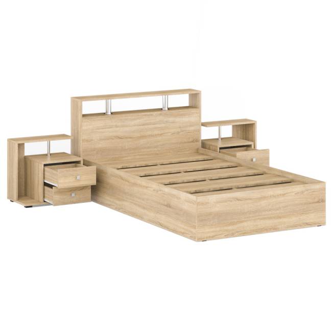 Кровать 1200 Камелия + две тумбы цвет дуб сонома