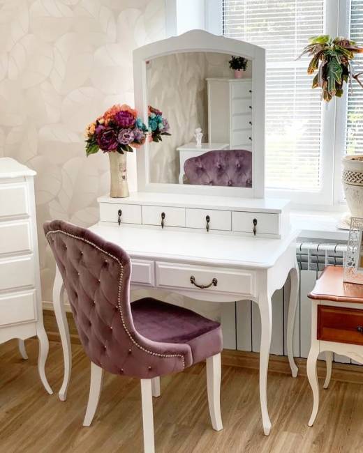 Туалетный стол Малонн Ави с секретером и зеркалом Белый