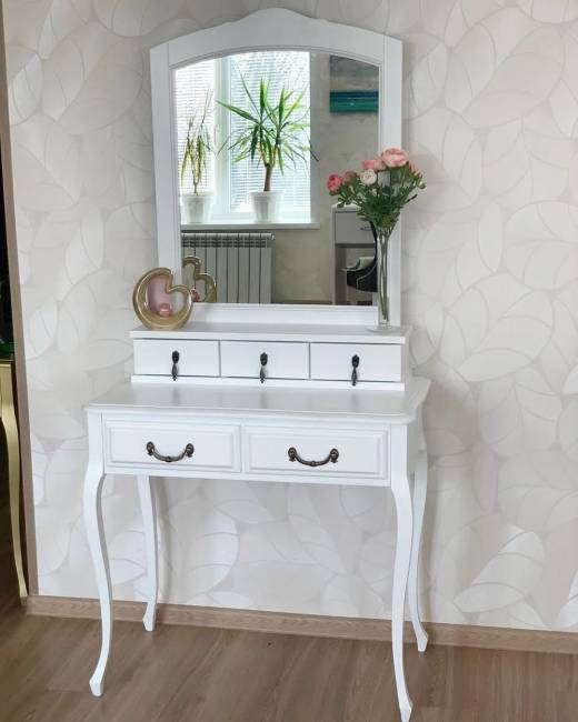 Туалетный стол Малонн Ави с секретером и зеркалом Белый