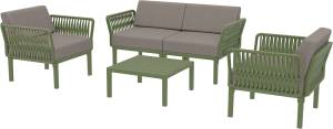 Комплект пластиковой мебели Portofino Lounge оливковый, светло-коричневый