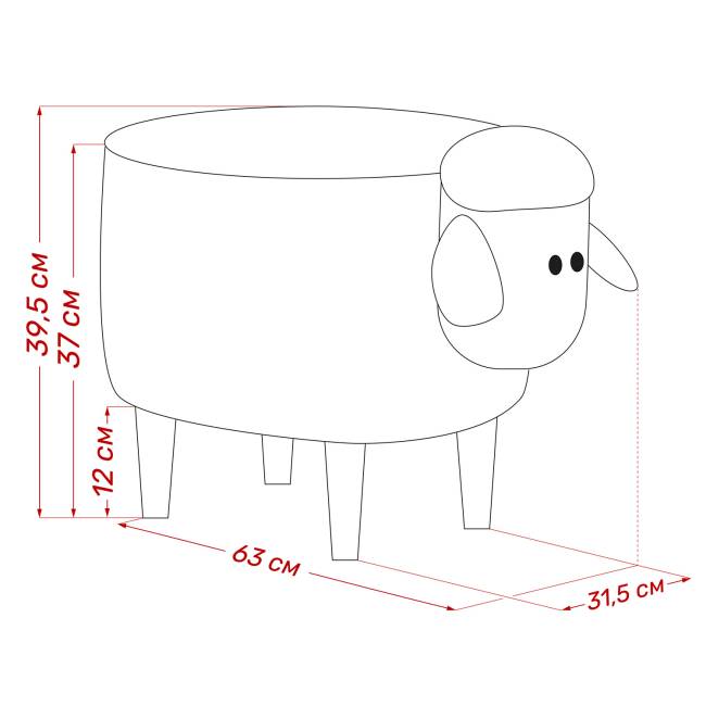 Пуф Leset Овечка Молочный, компаньон серый Бук Пуф Leset Овечка Молочный, компаньон серый Бук