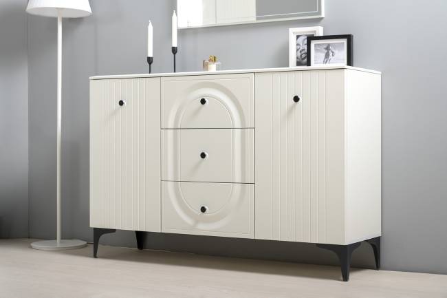 Комод Валенсия 13.309 с тумбой прикроватной цвет белый шагрень Комод Валенсия 13.309 с тумбой прикроватной цвет белый шагрень