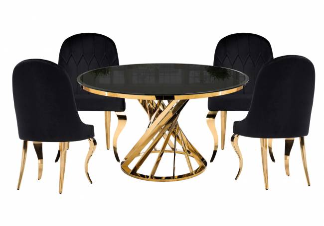 Обеденная группа Аган black / gold