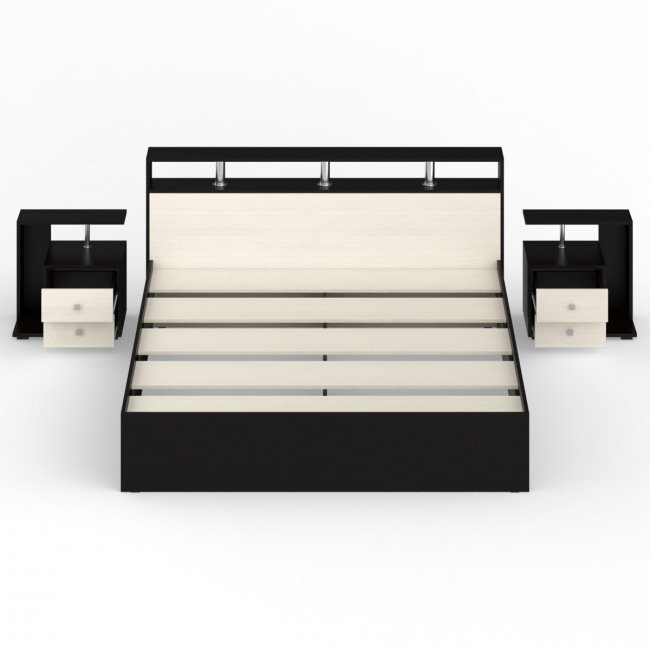 Кровать 1800 Камелия + две тумбы цвет венге/дуб лоредо Кровать 1800 Камелия + две тумбы цвет венге/дуб лоредо