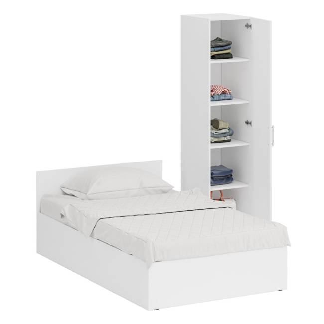 Кровать белая односпальная 1200 с пеналом Стандарт цвет белый Кровать белая односпальная 1200 с пеналом Стандарт цвет белый