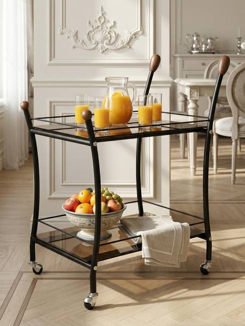 Стол сервировочный Поло чёрный/тонированное стекло