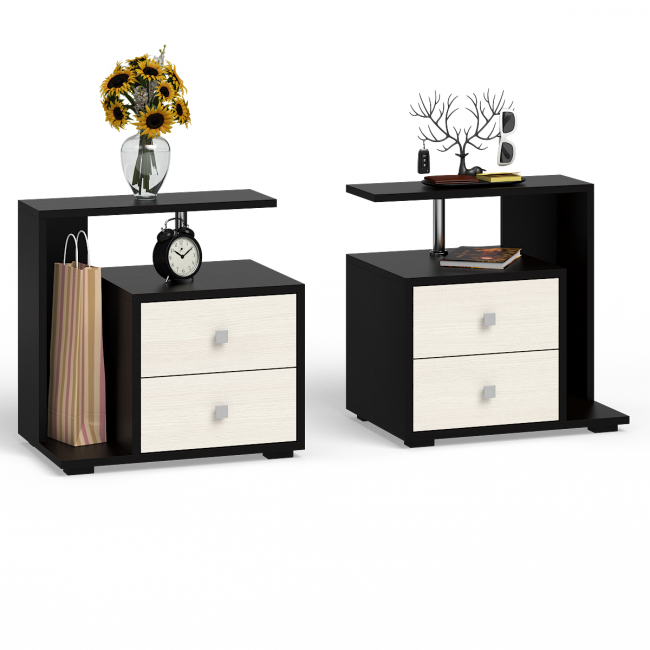 Кровать с ящиками 1400 Камелия + две тумбы цвет венге/дуб лоредо