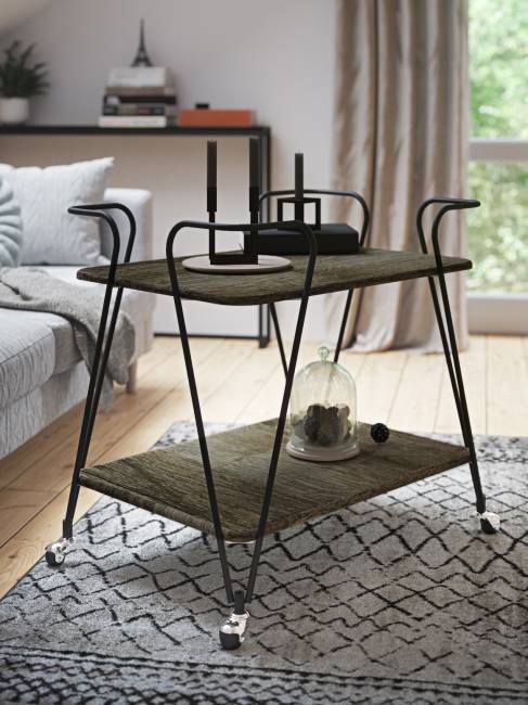 Стол сервировочный Эстер черный/дуб маррон