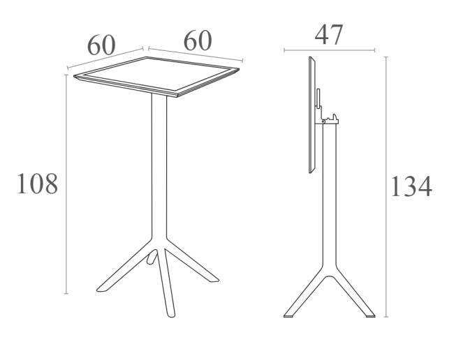 Стол пластиковый барный складной Sky Folding Bar Table 60 темно-серый 600х600х1080 мм Стол пластиковый барный складной Sky Folding Bar Table 60 темно-серый 600х600х1080 мм