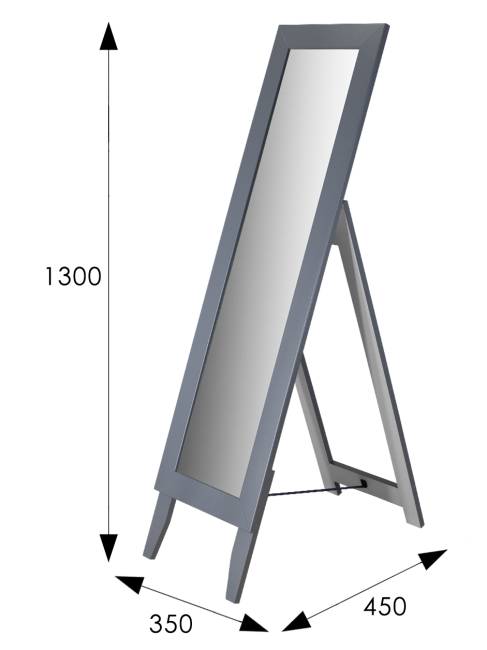 Зеркало напольное BeautyStyle 1 серый графит 130 см х 35 см