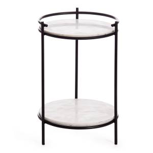 Столик кофейный Secret De Maison FASELIS ( mod. 11886 ) алюминиевый сплав/мрамор, 38*38*56 см, черный/белый мрамор черный/белый мрамор алюминиевый сплав/мрамор