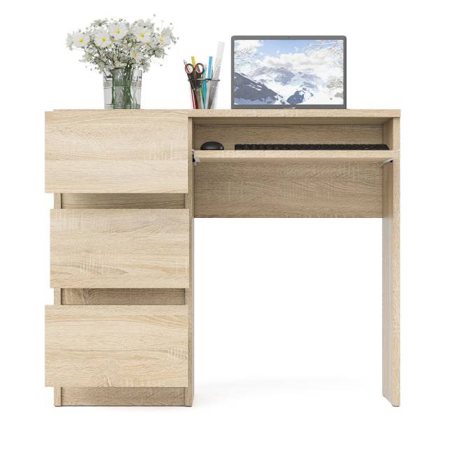 Стол компьютерный три ящика Мори МС-6 левый цвет дуб сонома