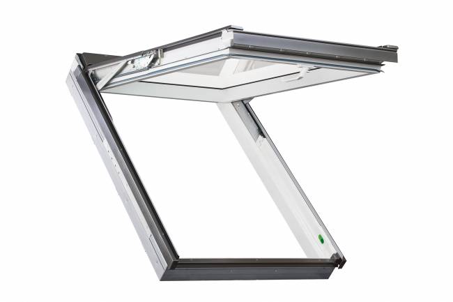 Деревянное мансардное окно PPP-V U3 PRESELECT MAX с комбинированной системой открывания