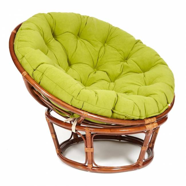 Кресло PAPASAN/ПАПАСАН 23/01 W  /с подушкой/ диаметр подушки 125 см, 115х101х104 см, Pecan (орех), флок Олива, 23