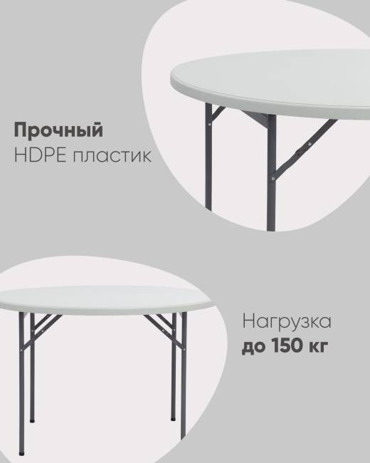 Стол круглый складной пластиковый Кейт 116